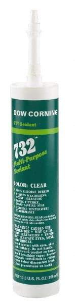 Dow Corning - 10.1 oz Cartridge Gray RTV Silicone Joint Sealant - -76 to 356°F Operating Temp, 20 min Tack Free Dry Time, 24 hr Full Cure Time, Series 732 - Best Tool & Supply