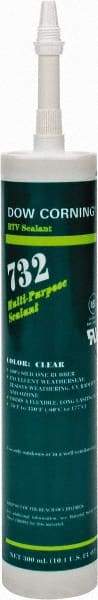 Dow Corning - 10.3 oz Cartridge Clear RTV Silicone Joint Sealant - -76 to 356°F Operating Temp, 20 min Tack Free Dry Time, 24 hr Full Cure Time, Series 732 - Best Tool & Supply