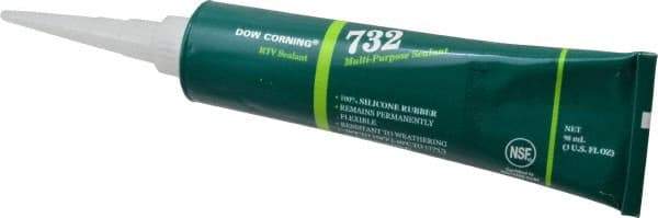 Dow Corning - 3 oz Tube White RTV Silicone Joint Sealant - -76 to 356°F Operating Temp, 20 min Tack Free Dry Time, 24 hr Full Cure Time, Series 732 - Best Tool & Supply