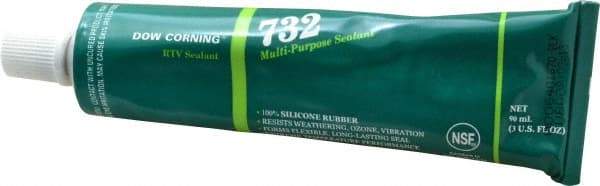 Dow Corning - 3 oz Tube Black RTV Silicone Joint Sealant - -76 to 356°F Operating Temp, 20 min Tack Free Dry Time, 24 hr Full Cure Time, Series 732 - Best Tool & Supply