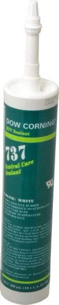 Dow Corning - 10.1 oz Cartridge White RTV Silicone Joint Sealant - -85 to 350°F Operating Temp, 14 min Tack Free Dry Time, 24 hr Full Cure Time, Series 737 - Best Tool & Supply