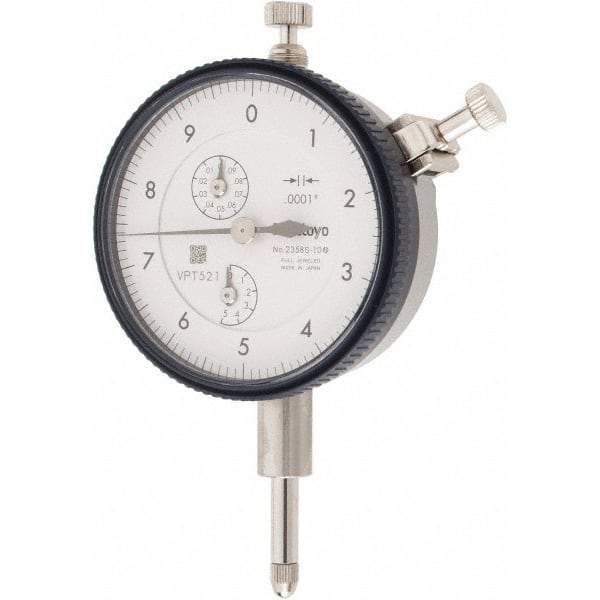 Mitutoyo - 1/2" Range, 0-10 Dial Reading, 0.0001" Graduation Dial Drop Indicator - 2-9/32" Dial, 0.01" Range per Revolution, 0.0008" Accuracy, Revolution Counter - Best Tool & Supply