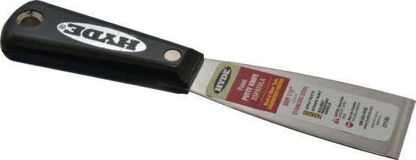 Hyde Tools - 1-1/2" Wide Stainless Steel Putty Knife - Stiff, Nylon Handle, 7-3/4" OAL - Best Tool & Supply