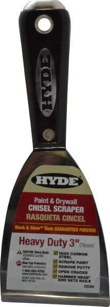 Hyde Tools - 3" Wide Carbon Steel Putty Knife - Stiff, Nylon/Hammerhead Handle - Best Tool & Supply