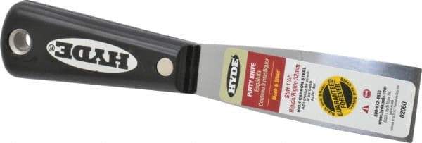 Hyde Tools - 1-1/4" Wide Steel Putty Knife - Stiff, Nylon Handle, 7-1/2" OAL - Best Tool & Supply