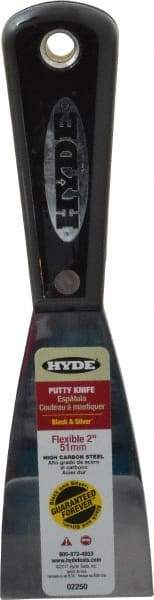 Hyde Tools - 2" Wide Steel Putty Knife - Flexible, Nylon Handle, 7-3/4" OAL - Best Tool & Supply