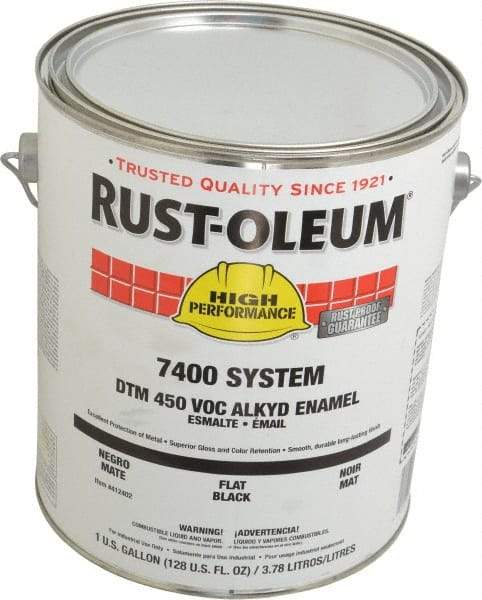 Rust-Oleum - 1 Gal Black Flat Finish Industrial Enamel Paint - Interior/Exterior, Direct to Metal, <450 gL VOC Compliance - Best Tool & Supply