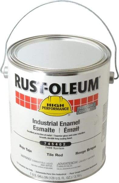 Rust-Oleum - 1 Gal Tile Red Gloss Finish Industrial Enamel Paint - Interior/Exterior, Direct to Metal, <450 gL VOC Compliance - Best Tool & Supply