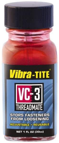 Vibra-Tite - 1 Fluid Ounce Bottle, Red, Low Strength Threadlocker - Series VC-3, 24 hr Full Cure Time, Hand Tool, Heat Removal - Best Tool & Supply