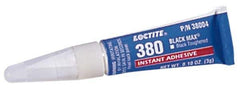 Loctite - 0.11 oz Tube Black Instant Adhesive - Series 380, 90 sec Fixture Time, 24 hr Full Cure Time, Bonds to Metal, Plastic & Rubber - Best Tool & Supply