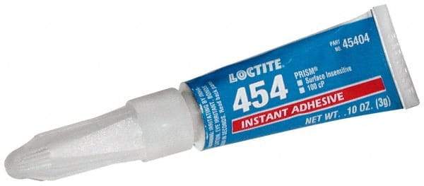 Loctite - 0.11 oz Tube Clear Instant Adhesive - Series 454, 15 sec Fixture Time, 24 hr Full Cure Time, Bonds to Plastic & Rubber - Best Tool & Supply