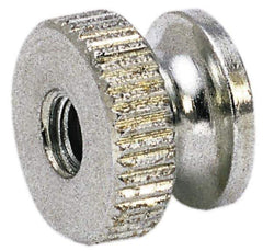 Electro Hardware - #8-32 UNC Thread, Uncoated, Grade B-633 Brass Round Knurled Thumb Nut - 9/32" Overall Height, 7/16" Head Diam - Best Tool & Supply