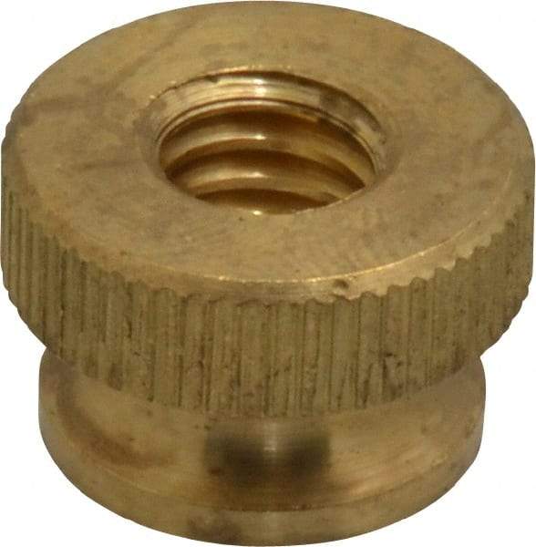 Electro Hardware - 5/16-18" UNC Thread, Uncoated, Grade B-633 Brass Round Knurled Thumb Nut - 13/32" Overall Height, 5/8" Head Diam - Best Tool & Supply