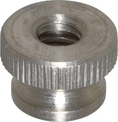 Electro Hardware - 1/4-20" UNC Thread, Uncoated, Grade 302, 303 Stainless Steel Round Knurled Thumb Nut - 3/8" Overall Height, 9/16" Head Diam - Best Tool & Supply