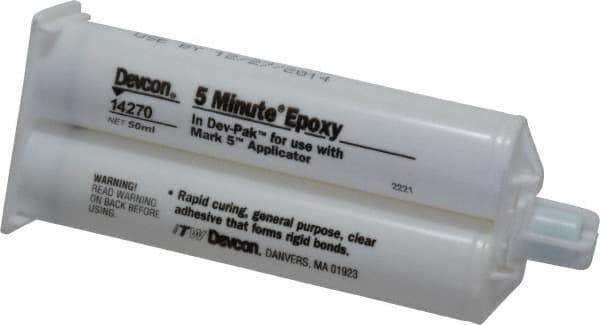 Devcon - 2 oz Cartridge Two Part Epoxy - 3 to 6 min Working Time, 1,900 psi Shear Strength - Best Tool & Supply