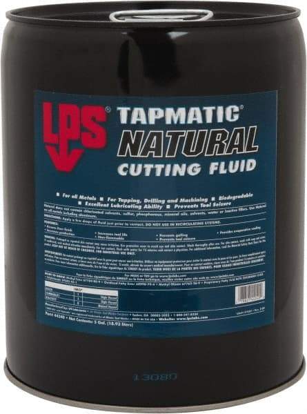 LPS - Tapmatic Natural, 5 Gal Pail Cutting & Tapping Fluid - Straight Oil, For Boring, Broaching, Drilling, Engraving, Facing, Milling, Reaming, Sawing, Tapping, Threading, Turning - Best Tool & Supply