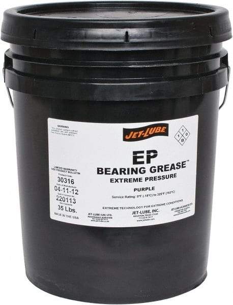 Jet-Lube - 35 Lb Pail Extreme Pressure Grease - Purple, Extreme Pressure, 325°F Max Temp, NLGIG 2, - Best Tool & Supply