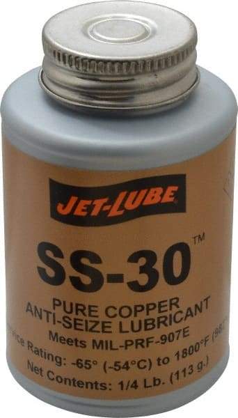 Jet-Lube - 0.25 Lb Can High Temperature Anti-Seize Lubricant - Copper, -65 to 1,800°F, Copper Colored, Water Resistant - Best Tool & Supply