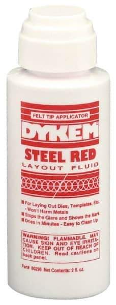 Dykem - Red Layout Fluid - 2 Ounce Felt Tip Applicator - Best Tool & Supply