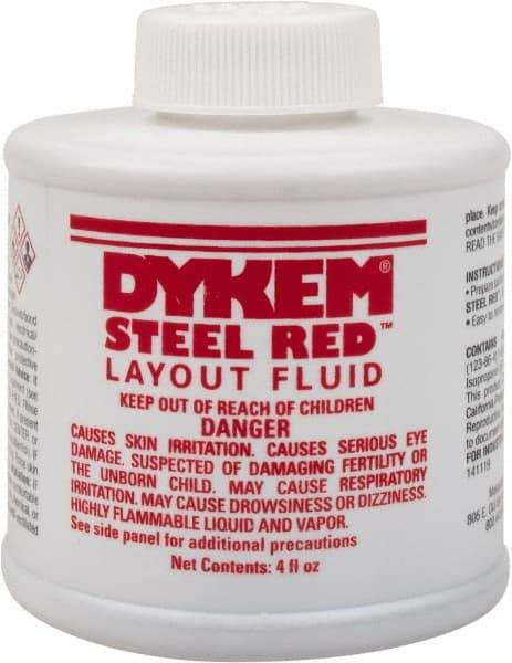 Dykem - Red Layout Fluid - 4 Ounce Brush Top Can - Best Tool & Supply