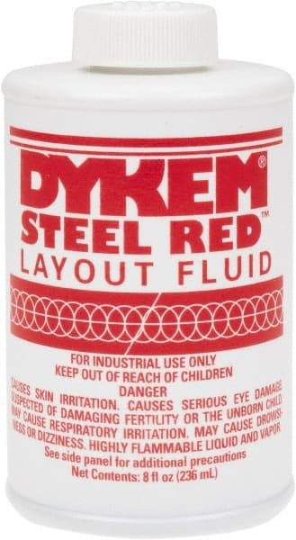 Dykem - Red Layout Fluid - 8 Ounce Brush Top Can - Best Tool & Supply