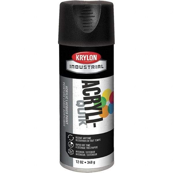 Krylon - Black, 12 oz Net Fill, Flat, Lacquer Spray Paint - 15 to 20 Sq Ft per Can, 16 oz Container, Use on Cabinets, Color Coding Steel & Lumber, Conduits, Drums, Ducts, Furniture, Motors, Pipelines, Tools - Best Tool & Supply