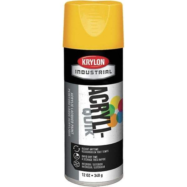 Krylon - OSHA Yellow, 12 oz Net Fill, Gloss, Enamel Spray Paint - 15 to 20 Sq Ft per Can, 12 oz Container, Use on Ceramics, Glass, Metal, Plaster, Wood - Best Tool & Supply