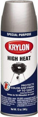 Krylon - Aluminum (Color), 12 oz Net Fill, Satin, High-Heat Metallic Spray Paint - 15 to 20 Sq Ft per Can, 12 oz Container - Best Tool & Supply