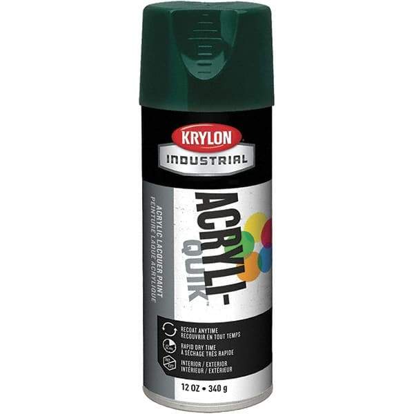 Krylon - Hunter Green, 12 oz Net Fill, Gloss, Lacquer Spray Paint - 15 to 20 Sq Ft per Can, 16 oz Container, Use on Cabinets, Color Coding Steel & Lumber, Conduits, Drums, Ducts, Furniture, Motors, Pipelines, Tools - Best Tool & Supply