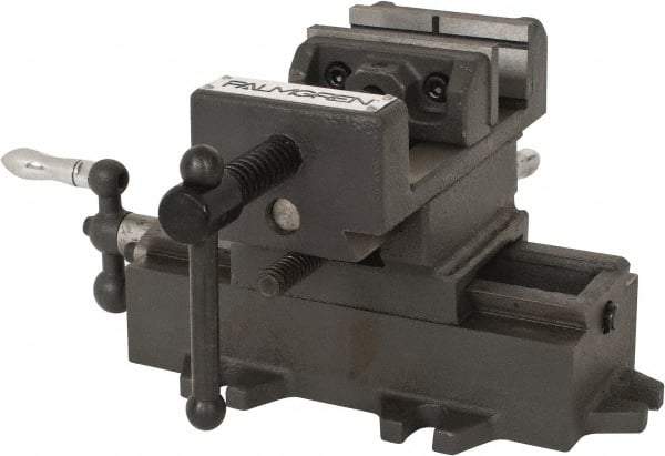 Palmgren - 3" Jaw Opening Capacity x 1-3/8" Throat Depth, Horizontal Drill Press Vise - 3" Wide Jaw, Cross Slide Base, Standard Speed, 5-1/2" OAL x 5-5/8" Overall Height - Best Tool & Supply