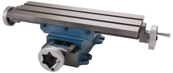 Palmgren - 6" Table Width x 18-5/8 Table Length, 8" Cross Travel x 12" Longitudinal Travel, Slide Machining Table - 6-1/8" Overall Height, Two 9/16" Longitudinal T Slots - Best Tool & Supply