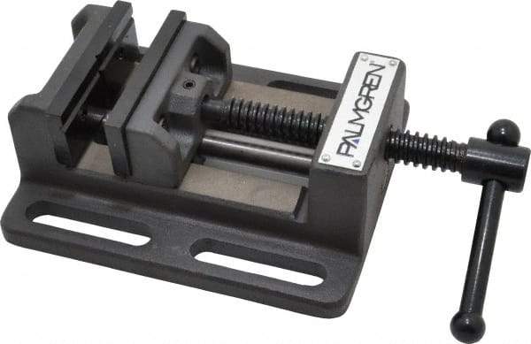 Palmgren - 3" Jaw Opening Capacity x 1-1/8" Throat Depth, Horizontal Drill Press Vise - 3" Wide Jaw, Stationary Base, Standard Speed, 6-1/2" OAL x 2-7/16" Overall Height - Best Tool & Supply