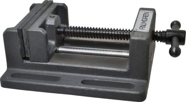 Palmgren - 4" Jaw Opening Capacity x 1-3/4" Throat Depth, Horizontal Drill Press Vise - 4" Wide Jaw, Stationary Base, Standard Speed, 7-1/2" OAL x 2-7/8" Overall Height - Best Tool & Supply