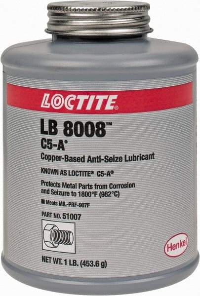 Loctite - 1 Lb Can High Temperature Anti-Seize Lubricant - Copper/Graphite, -29 to 1,800°F, Copper Colored, Water Resistant - Best Tool & Supply