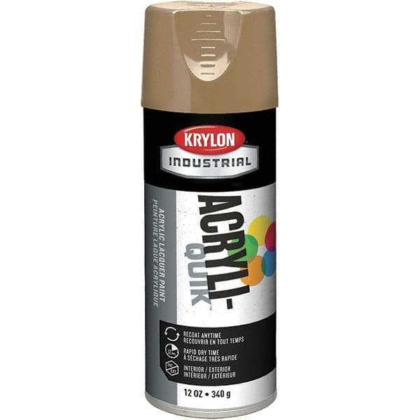 Krylon - Khaki (Color), 12 oz Net Fill, Gloss, Lacquer Spray Paint - 15 to 20 Sq Ft per Can, 16 oz Container, Use on Cabinets, Color Coding Steel & Lumber, Conduits, Drums, Ducts, Furniture, Motors, Pipelines, Tools - Best Tool & Supply