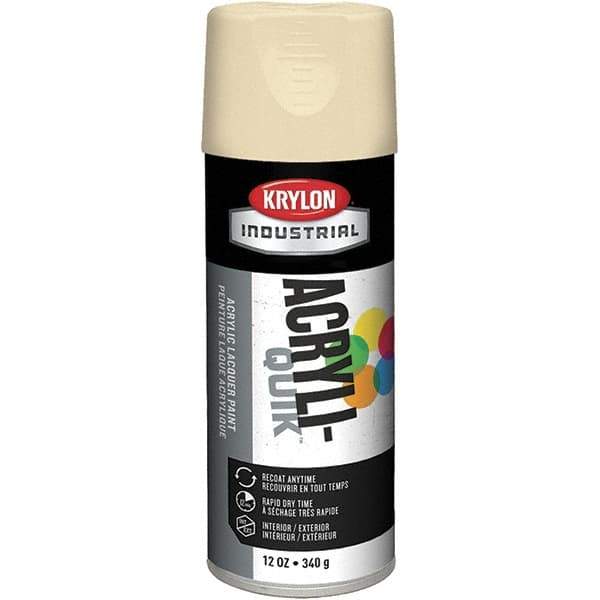 Krylon - Almond (Color), 12 oz Net Fill, Gloss, Lacquer Spray Paint - 15 to 20 Sq Ft per Can, 16 oz Container, Use on Cabinets, Color Coding Steel & Lumber, Conduits, Drums, Ducts, Furniture, Motors, Pipelines, Tools - Best Tool & Supply