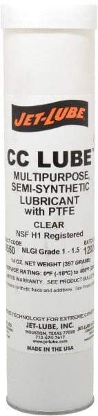 Jet-Lube - 14 oz Cartridge Synthetic General Purpose Grease - Clear, Food Grade, 400°F Max Temp, NLGIG 1-1/2, - Best Tool & Supply