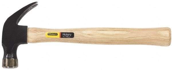 Stanley - 1 Lb Head, Curved Claw Nail Hammer - 13-1/4" OAL, Carbon Steel Head, Smooth Face, Wood Handle - Best Tool & Supply