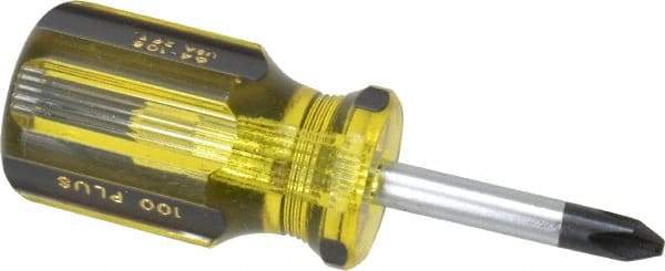 Stanley - #2, 3-1/2" OAL, Stubby Phillips Pocket Screwdriver - 1-1/2" Blade Length, Round Shank, Acetate Handle - Best Tool & Supply