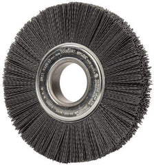 Weiler - 8" OD, 2" Arbor Hole, Crimped Nylon Wheel Brush - 1" Face Width, 2-1/4" Trim Length, 0.04" Filament Diam, 3,600 RPM - Best Tool & Supply