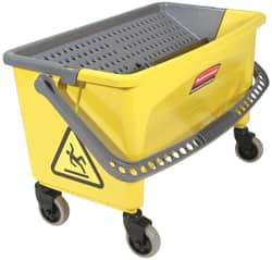 Rubbermaid - 40 Qt Plastic Bucket & Wringer - 14-1/2" Long x 16.1" High x 26.2" Wide, Yellow - Best Tool & Supply