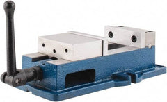 Interstate - 4" Jaw Width, 4" Jaw Opening Capacity, Horizontal Stationary Machine Vise - Manual Operation, 6,750 Lb Capacity, 1 Station, 12-3/8" Long x 3.7" High x 1-1/4" Deep, 1-1/4" Jaw Height, Cast Iron - Best Tool & Supply