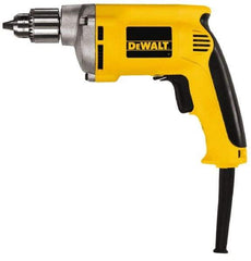 DeWALT - 1/4" Keyed Chuck, 4,000 RPM, Pistol Grip Handle Electric Drill - 6.7 Amps, 110 Volts, Reversible, Includes Chuck Key with Holder - Best Tool & Supply