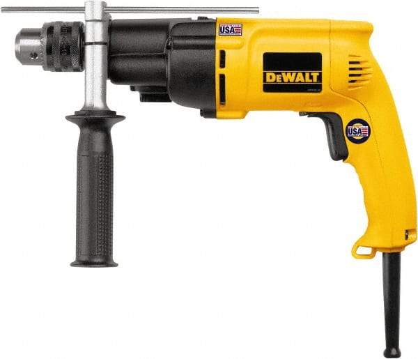 DeWALT - 120 Volt 1/2" Keyed Chuck Electric Hammer Drill - 0 to 19,000 & 0 to 46,000 BPM, 0 to 1,100 & 0 to 2,700 RPM, Reversible - Best Tool & Supply