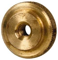 Gibraltar - #10-24 UNC Thread, Uncoated, Brass Round Knurled Check Nut - 1/4" Overall Height, 3/4" Diam x 3/16" Head Height, 1/2" Base Diam - Best Tool & Supply