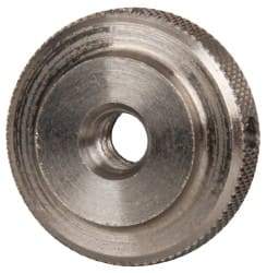 Gibraltar - #10-24 UNC Thread, Uncoated, Stainless Steel Round Knurled Check Nut - 1/4" Overall Height, 3/4" Diam x 3/16" Head Height, 1/2" Diam x 1/16" Base Height - Best Tool & Supply