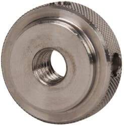 Gibraltar - 5/16-18" UNC Thread, Uncoated, Stainless Steel Round Knurled Check Nut - 3/8" Overall Height, 1" Head Diam, 3/4" Diam x 3/32" Base Height - Best Tool & Supply