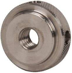 Gibraltar - 5/16-18" UNC Thread, Uncoated, Stainless Steel Round Knurled Check Nut - 3/8" Overall Height, 1" Head Diam, 3/4" Diam x 3/32" Base Height - Best Tool & Supply