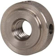 Gibraltar - 3/8-16" UNC Thread, Uncoated, Stainless Steel Round Knurled Check Nut - 3/8" Overall Height, 1" Head Diam, 3/4" Diam x 3/32" Base Height - Best Tool & Supply