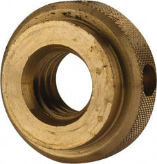 Gibraltar - 1/2-13" UNC Thread, Uncoated, Brass Round Knurled Check Nut - 7/16" Overall Height, 1-1/8" Diam x 5/16" Head Height, 7/8" Diam x 1/8" Base Height - Best Tool & Supply